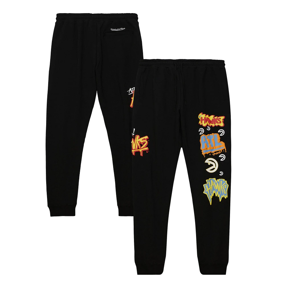 Men's Mitchell & Ness Black Atlanta Hawks Slap Sticker Sweatpants