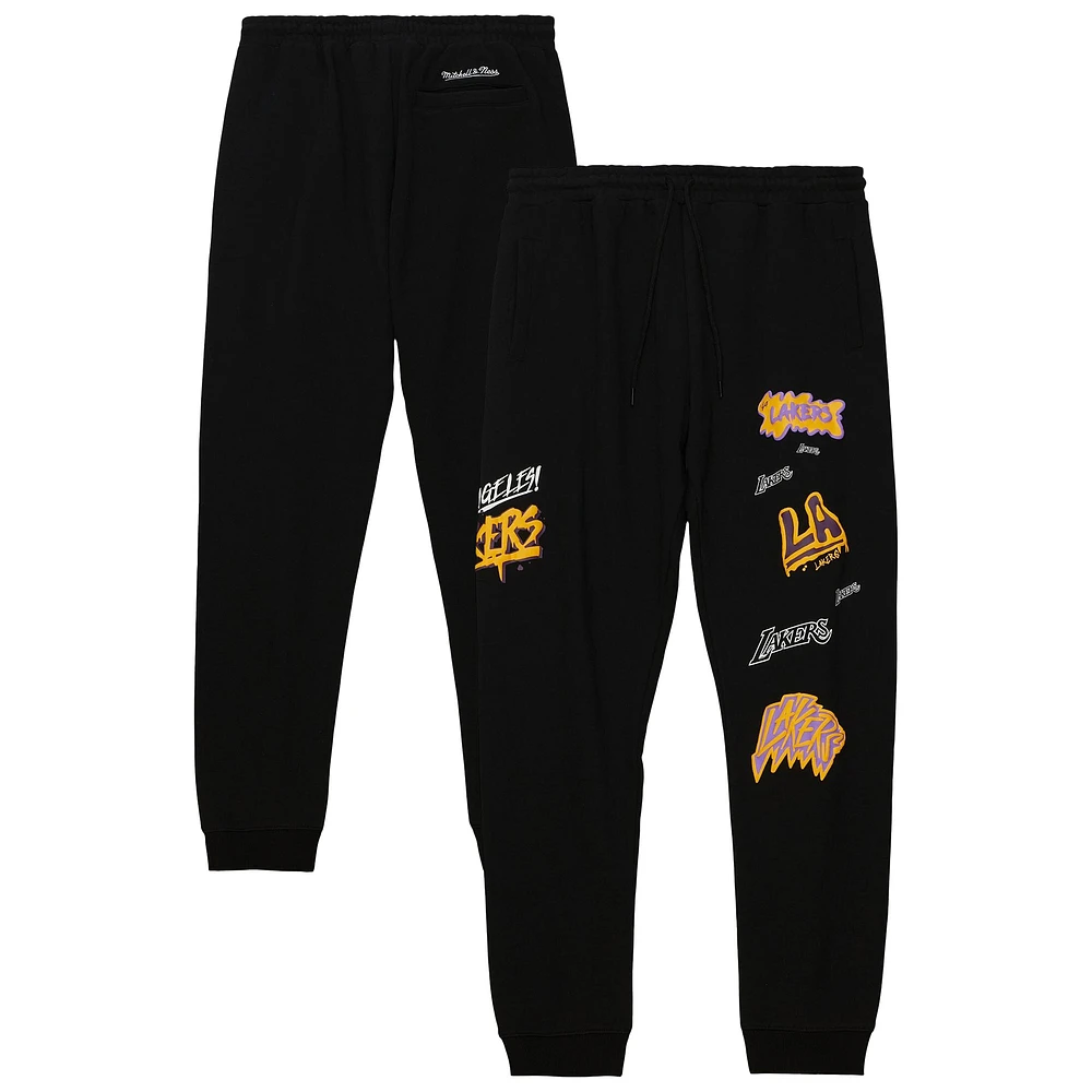 Men's Mitchell & Ness Black Los Angeles Lakers Slap Sticker Sweatpants