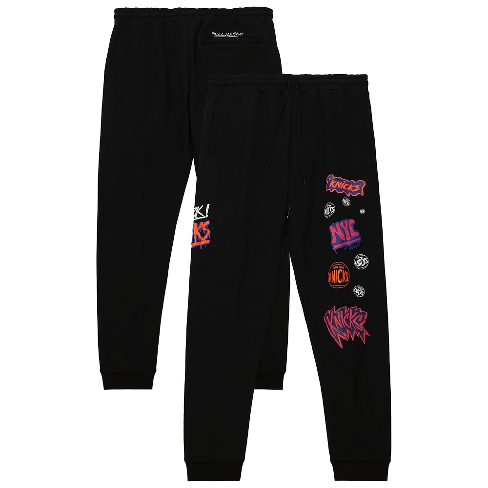 Men's Mitchell & Ness Black New York Knicks Slap Sticker Sweatpants