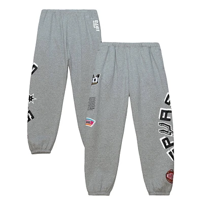 Men's Mitchell & Ness Heather Gray San Antonio Spurs Team Origins Fleece Sweatpants