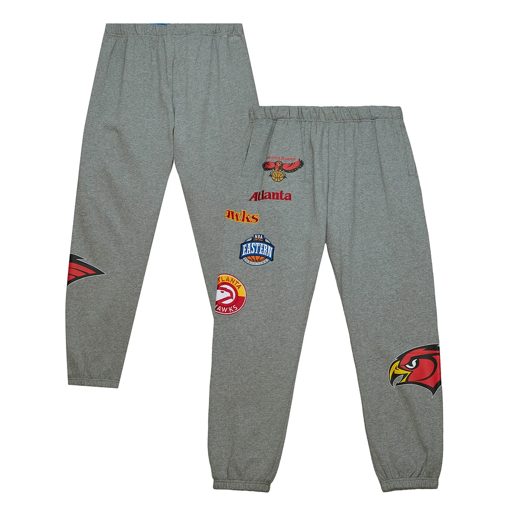 Men's Mitchell & Ness Heather Gray Atlanta Hawks City Collection Fleece Sweatpants