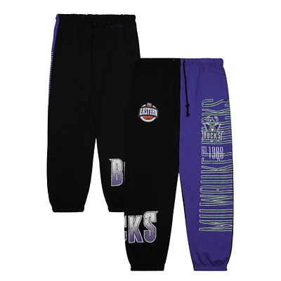Men's Mitchell & Ness Black Milwaukee Bucks Team OG Fleece Sweatpants
