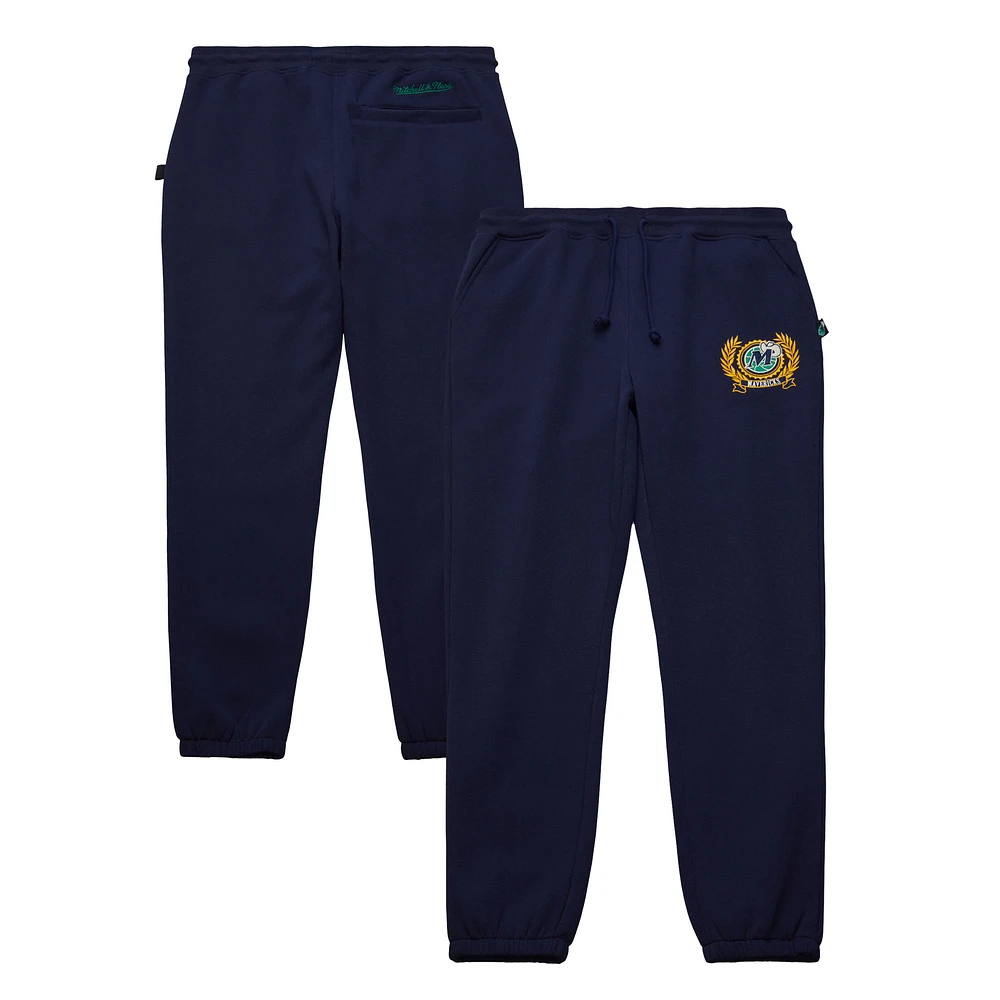 Men's Mitchell & Ness Navy Dallas Mavericks Collegiate Fleece Sweatpants