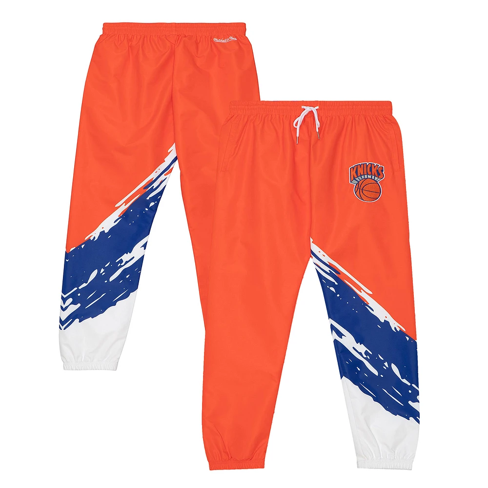 Men's Mitchell & Ness Orange New York Knicks Paintbrush Warm-Up Pants