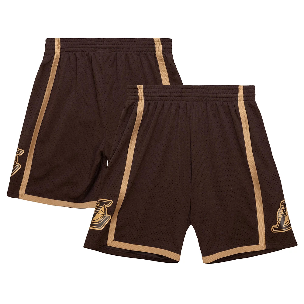 Men's Mitchell & Ness Brown Los Angeles Lakers 1997-98 Hardwood Classics Lux Swingman Shorts