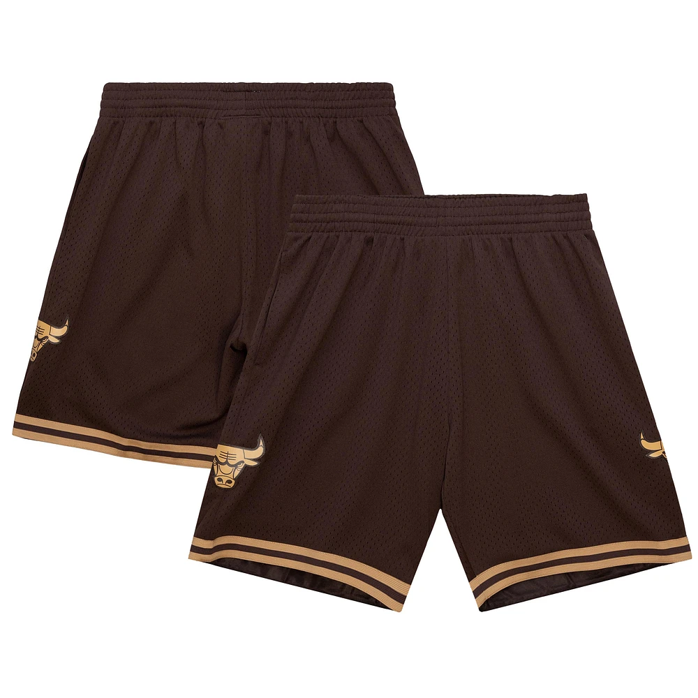 Men's Mitchell & Ness Brown Chicago Bulls 1997-98 Hardwood Classics Lux Swingman Shorts
