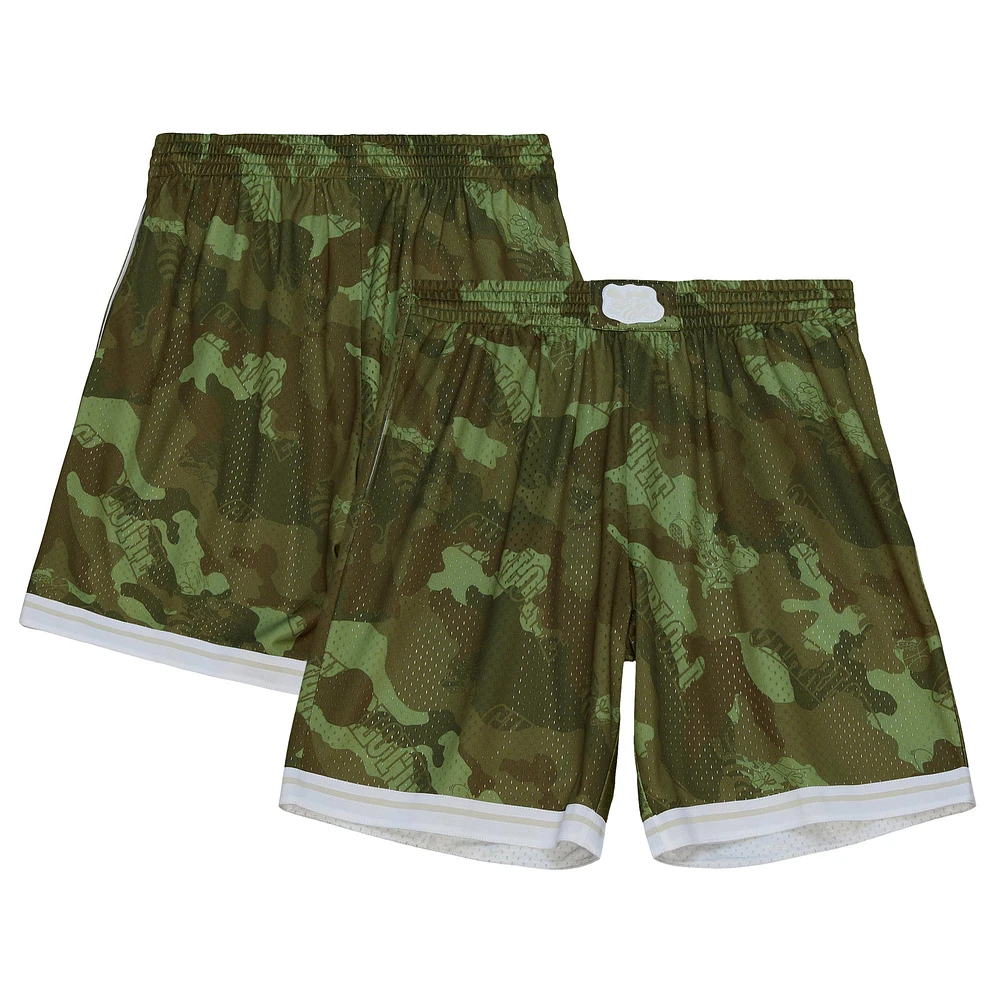 Men's Mitchell & Ness Camo Charlotte Hornets 1992-93 Hardwood Classics Ghost Green Swingman Shorts