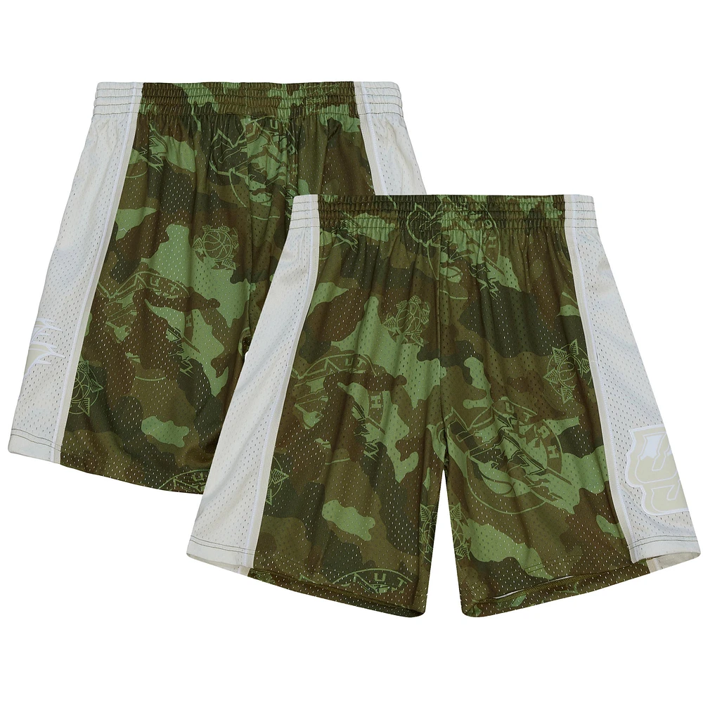 Men's Mitchell & Ness Camo Utah Jazz 1998-99 Hardwood Classics Ghost Green Swingman Shorts