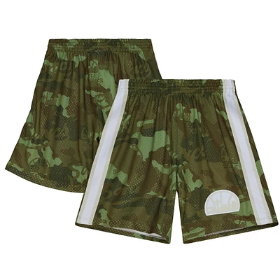 Men's Mitchell & Ness Camo Seattle SuperSonics 1984-85 Hardwood Classics Ghost Green Swingman Shorts