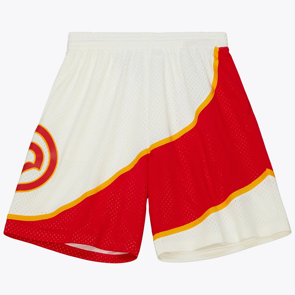 Men's Mitchell & Ness Cream Atlanta Hawks 1986/87 Hardwood Classics Team Color Swingman Shorts