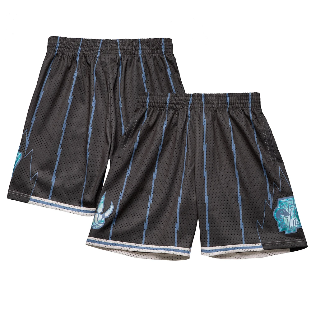 Men's Mitchell & Ness Black Toronto Raptors 1998-99 Hardwood Classics Tie-Dye Swingman Shorts