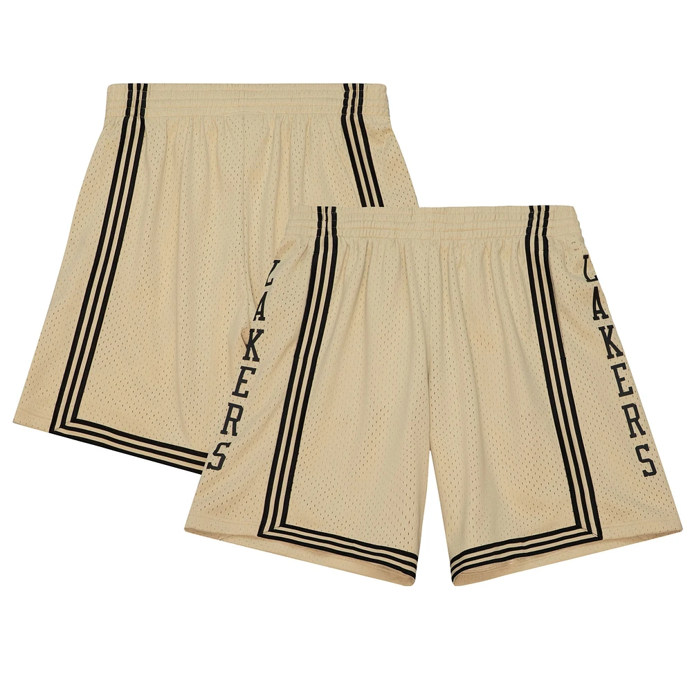 Men's Mitchell & Ness Khaki Los Angeles Lakers 1996-97 Hardwood Classics Swingman Shorts