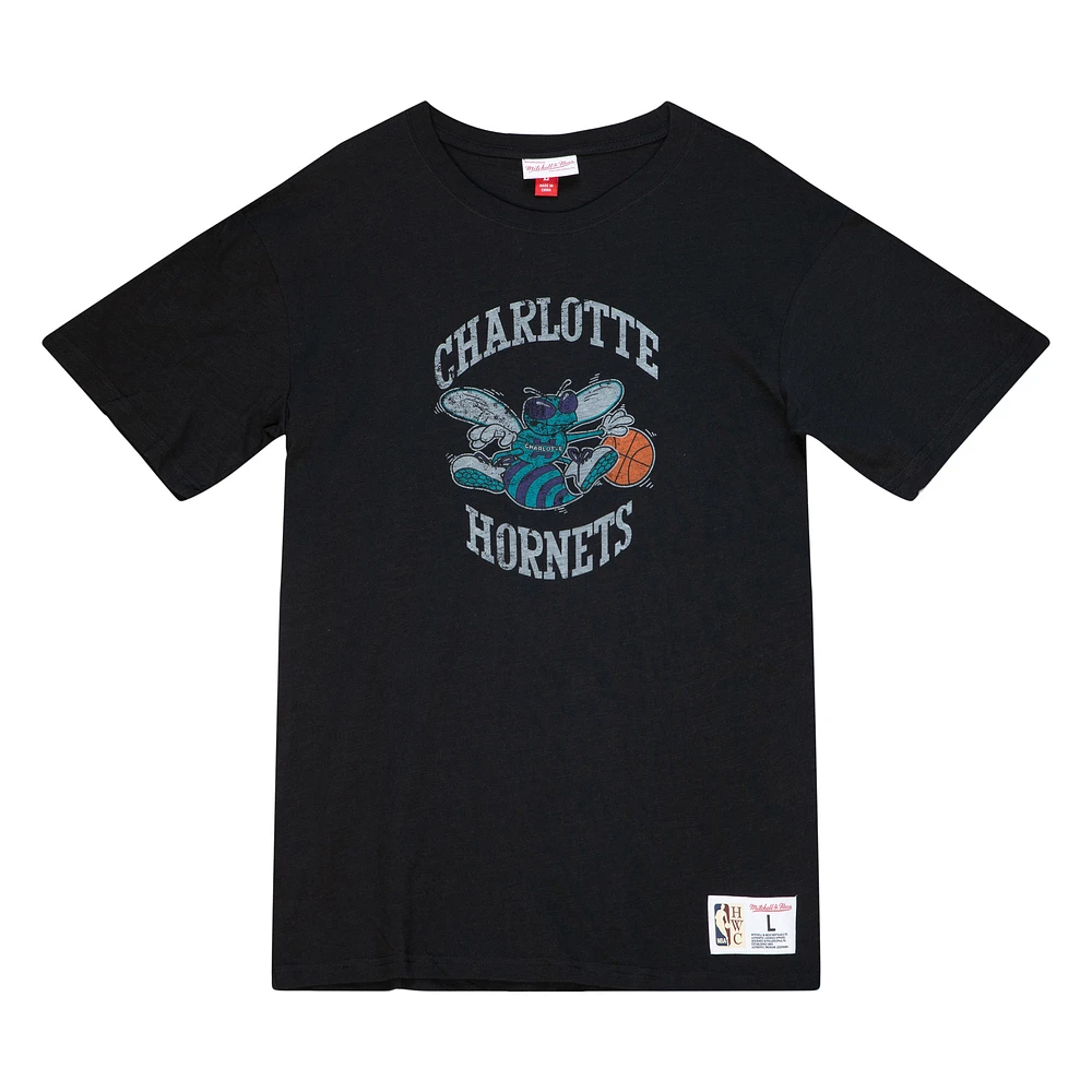 Men's Mitchell & Ness Black Charlotte Hornets Legendary Slub T-Shirt