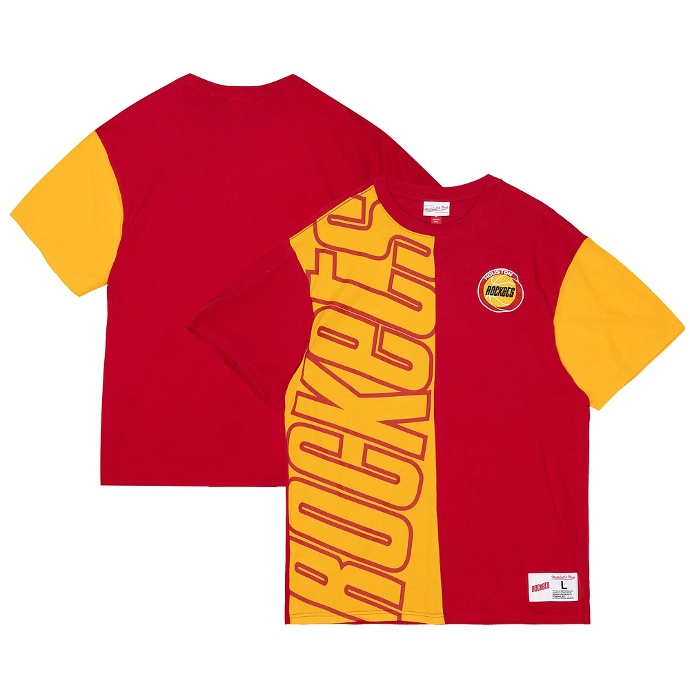 Men's Mitchell & Ness Red/Gold Houston Rockets Play By 2.0 T-Shirt