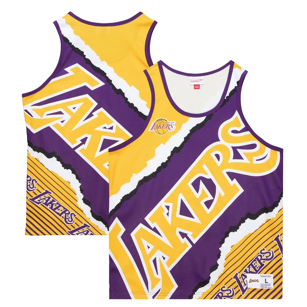 Men's Mitchell & Ness Gold Los Angeles Lakers Jumbotron 2.0 Sublimated Tank Top