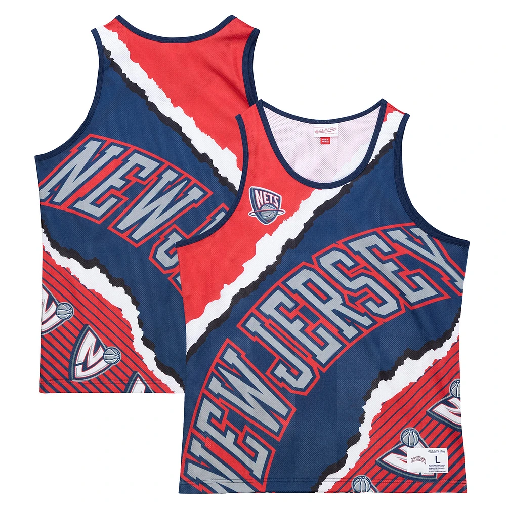 Men's Mitchell & Ness Navy New Jersey Nets Jumbotron 2.0 Sublimated Tank Top