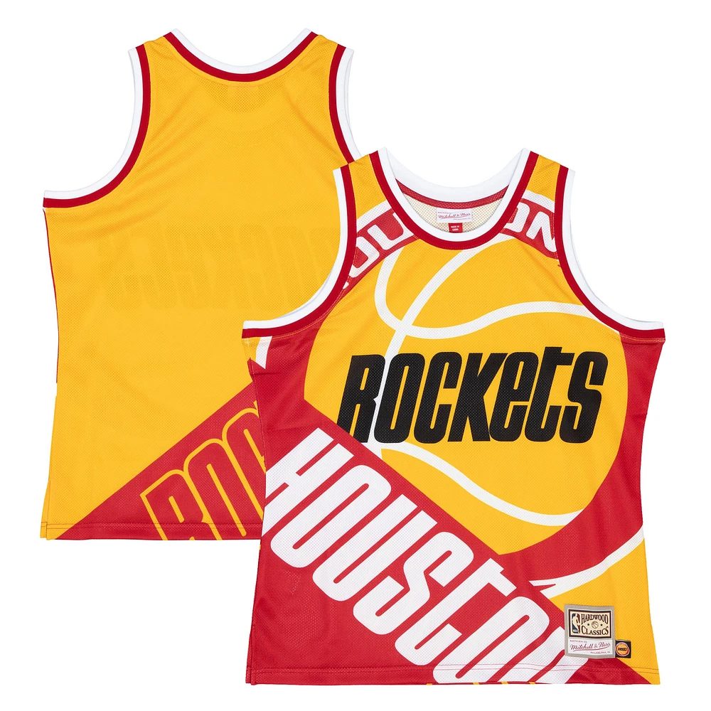 Men's Mitchell & Ness Gold Houston Rockets Big Face 5.0 Fashion Tank Top
