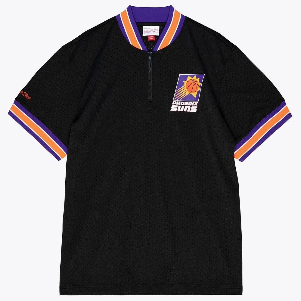Men's Mitchell & Ness Black Phoenix Suns Mesh Quarter-Zip Top