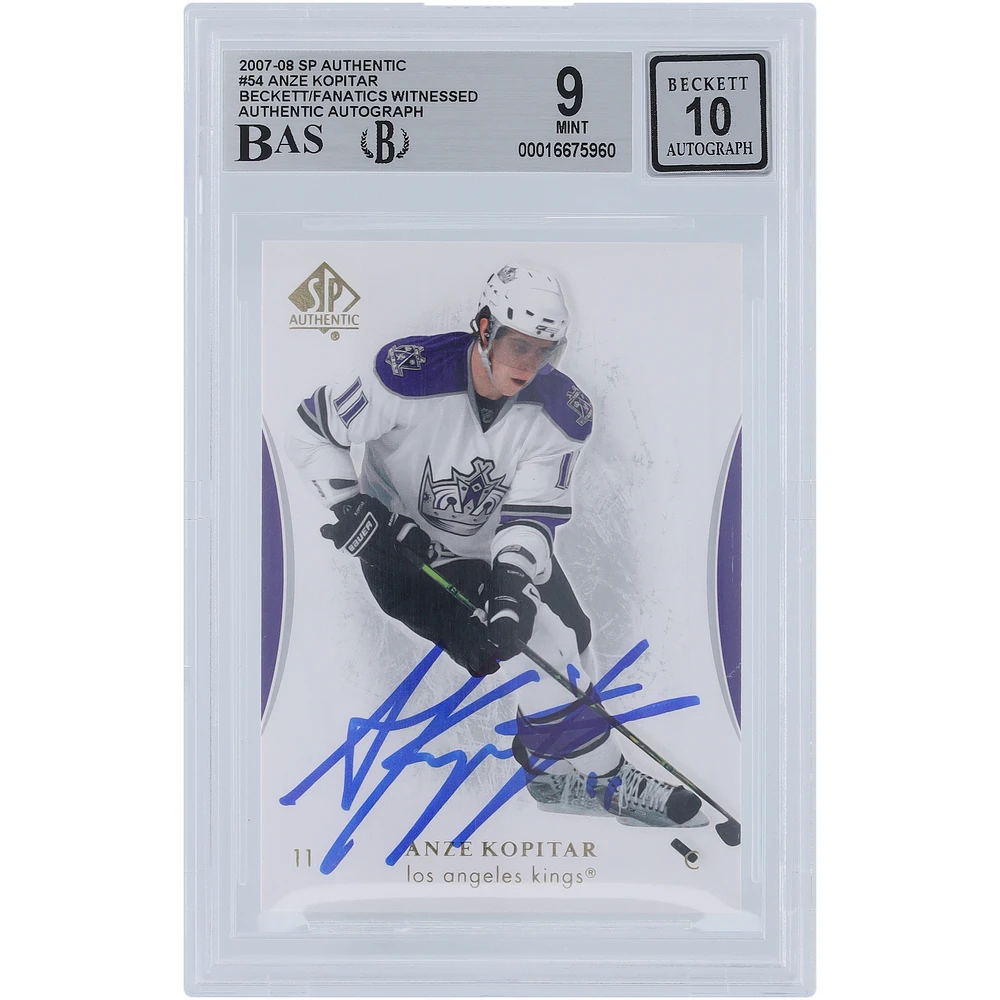 Anze Kopitar Los Angeles Kings Autographed 2007-08 Upper Deck SP Authentic #54 Beckett Fanatics Witnessed Authenticated 9/10 Card