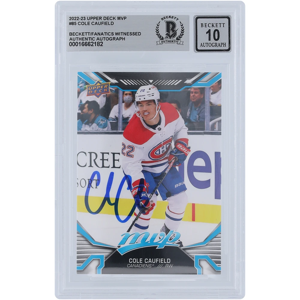 Cole Caufield Montreal Canadiens Autographed 2022-23 Upper Deck MVP #85 Beckett Fanatics Witnessed Authenticated 10 Card