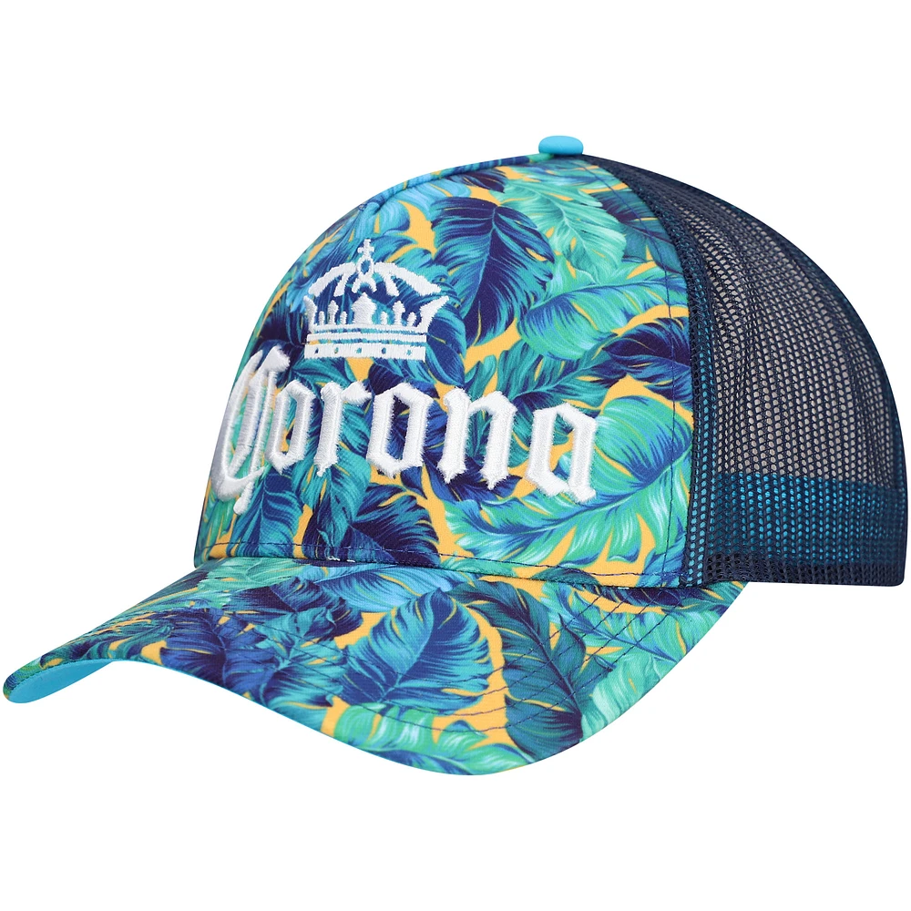 Men's Aqua Corona A-Frame Floral Trucker Adjustable Hat