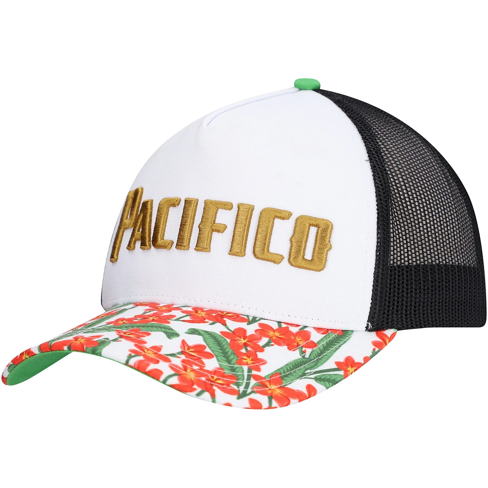 Men's White Pacifico A-Frame Floral Trucker Adjustable Hat