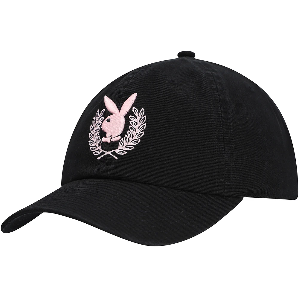 Men's Black Playboy Logo Dad Adjustable Hat