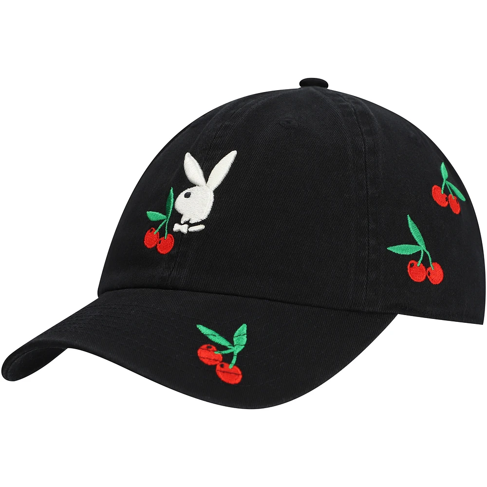 Men's Black Playboy Cherry Dad Adjustable Hat