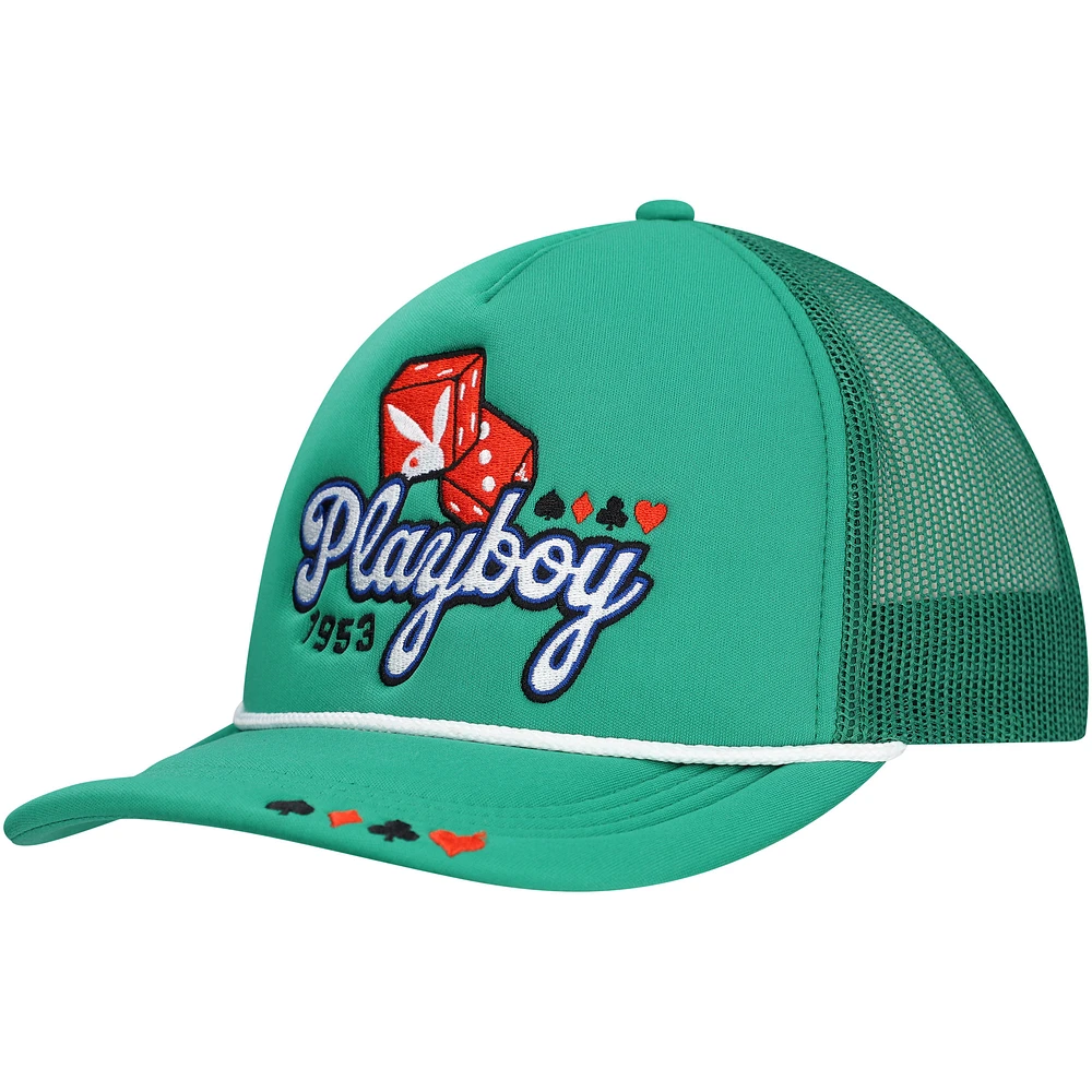 Men's Green Playboy Casino Foam Trucker Adjustable Hat