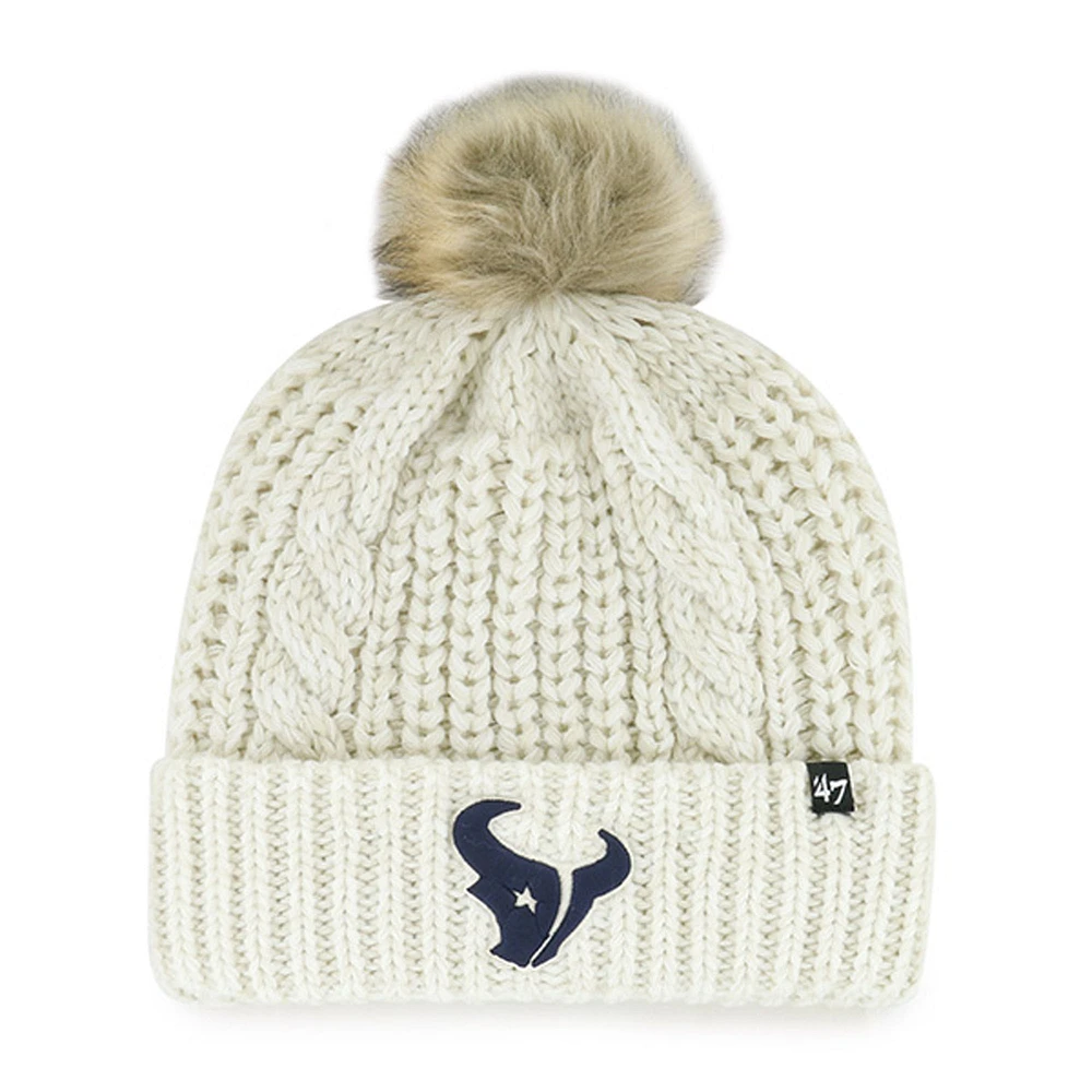 Women's '47 Cream Houston Texans Meeko Cuffed Knit Hat with Pom