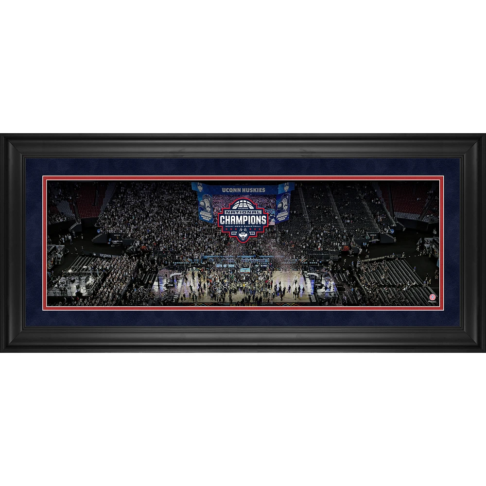 UConn Huskies 2024 NCAA Men's Basketball National Champions Framed 10" x 30" Stadium Panoramic Collage