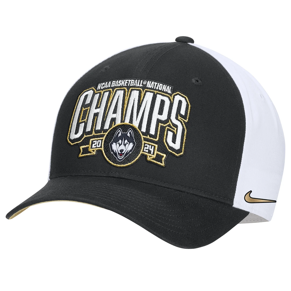 Men's Nike Black UConn Huskies 2024 NCAA Men's Basketball National Champions Locker Room Classic 99 Adjustable Hat