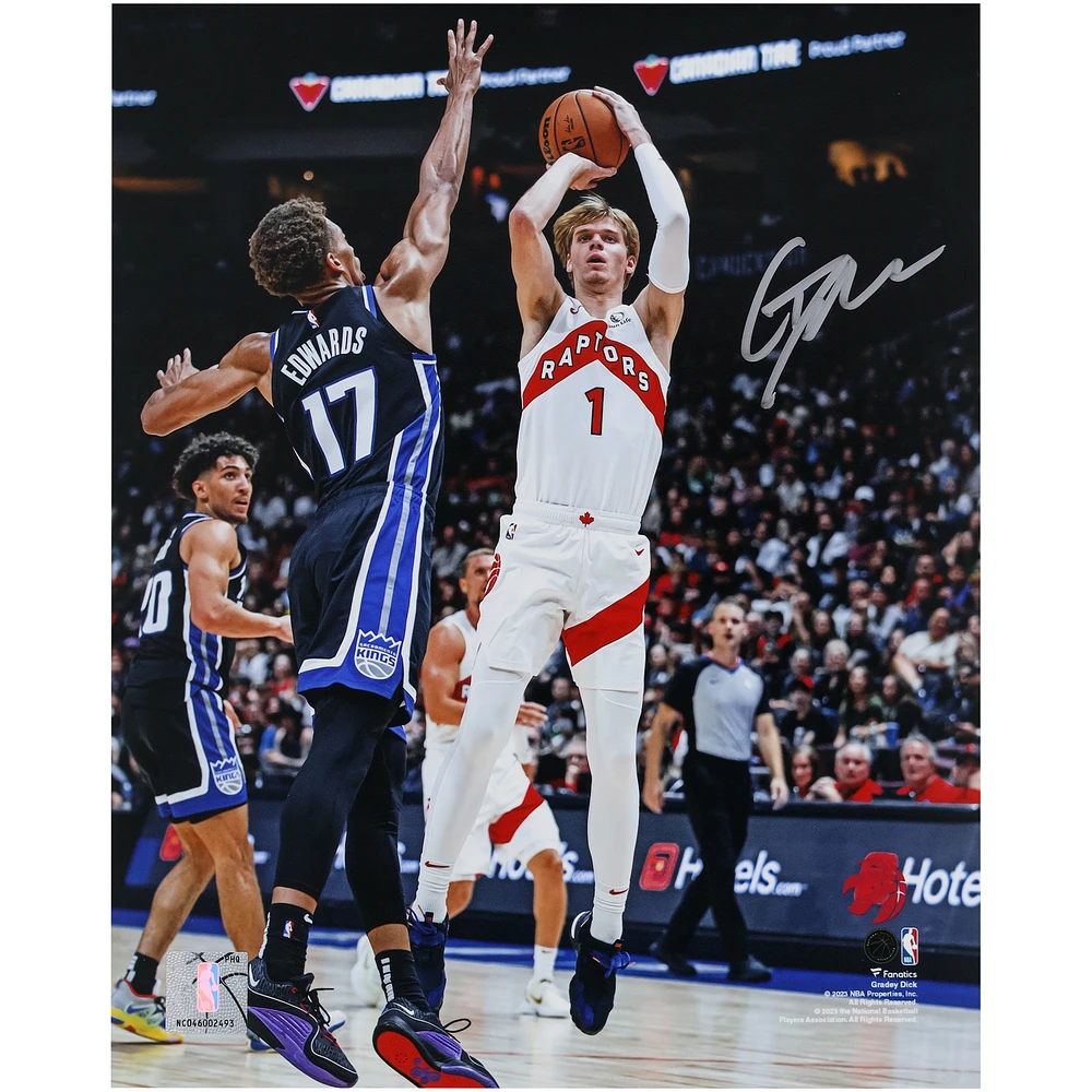 Gradey Dick Toronto Raptors Autographed 8" x 10" Jump Shot vs. Kings Photograph