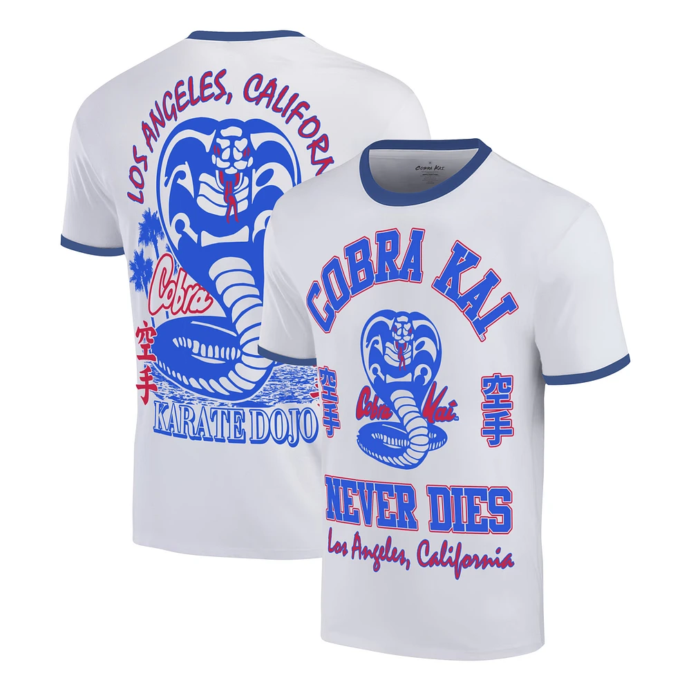 Men's Ripple Junction White Cobra Kai Los Angeles Baseball Ringer T-Shirt