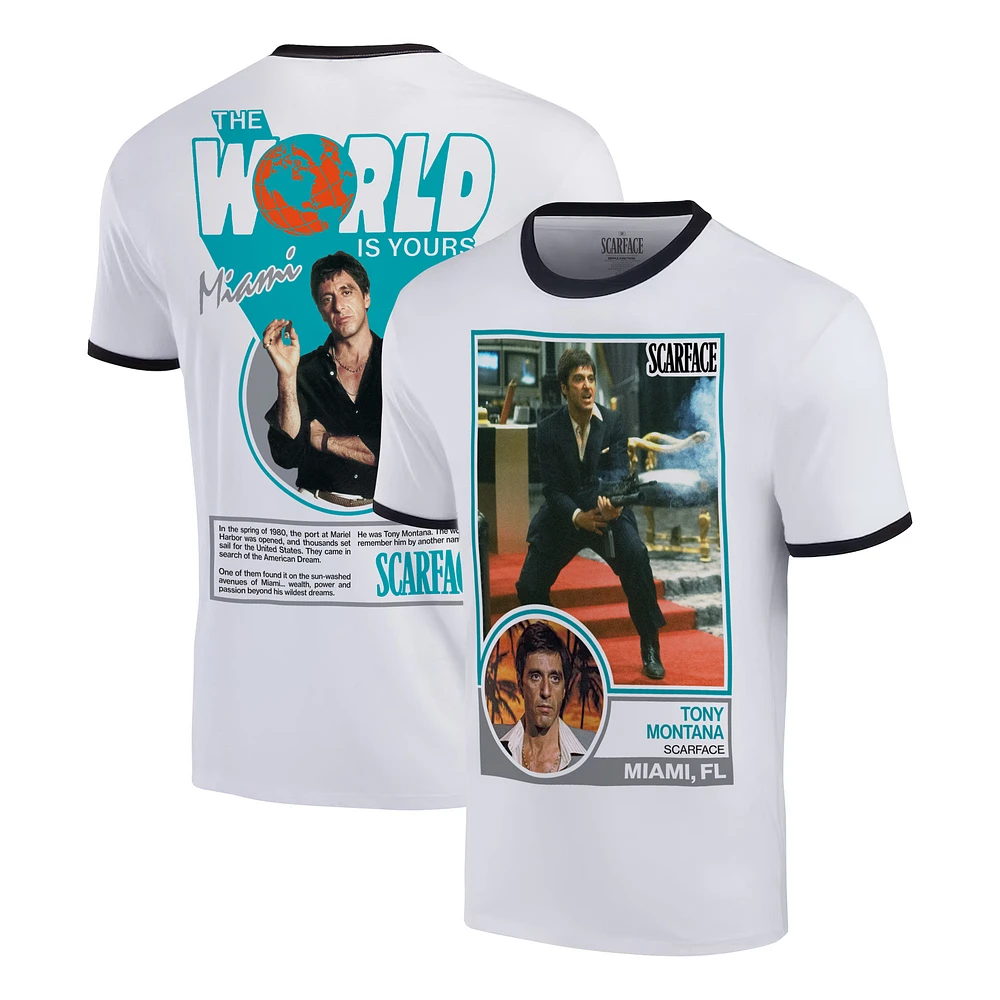 Men's Ripple Junction White Scarface Miami Baseball Ringer T-Shirt
