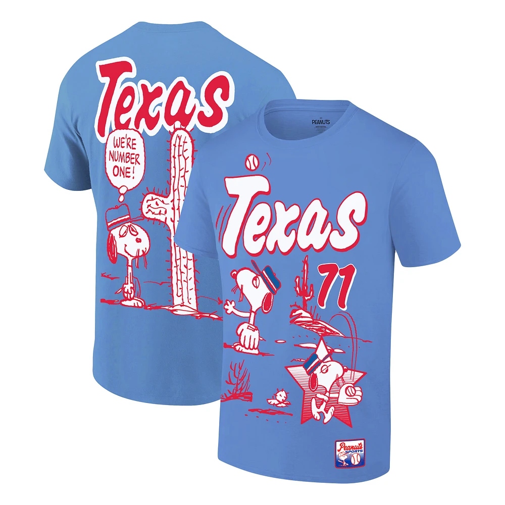 Men's Ripple Junction Royal Peanuts Texas Baseball T-Shirt