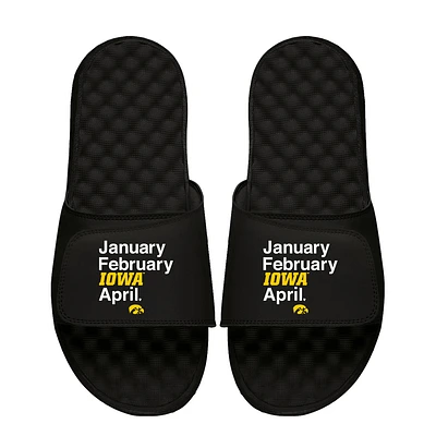 Youth ISlide Black Iowa Hawkeyes Months Slide Sandals