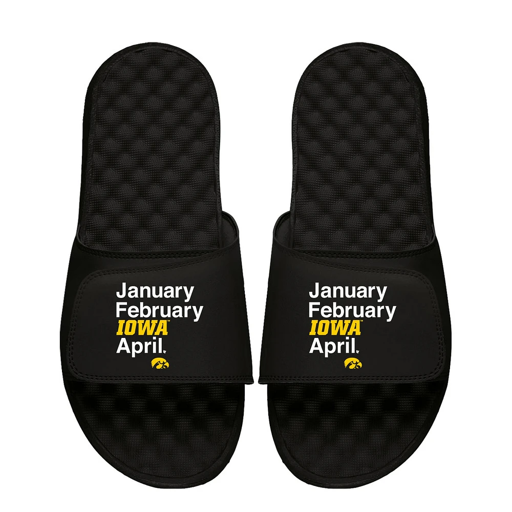 Men's ISlide Black Iowa Hawkeyes Months Slide Sandals