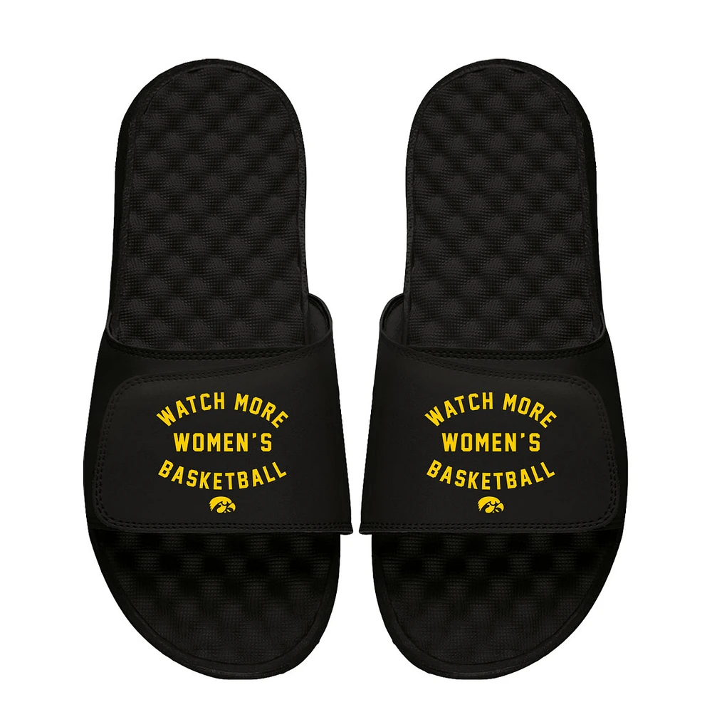 Youth ISlide Black Iowa Hawkeyes Watch More Women's Basketball Slide Sandals