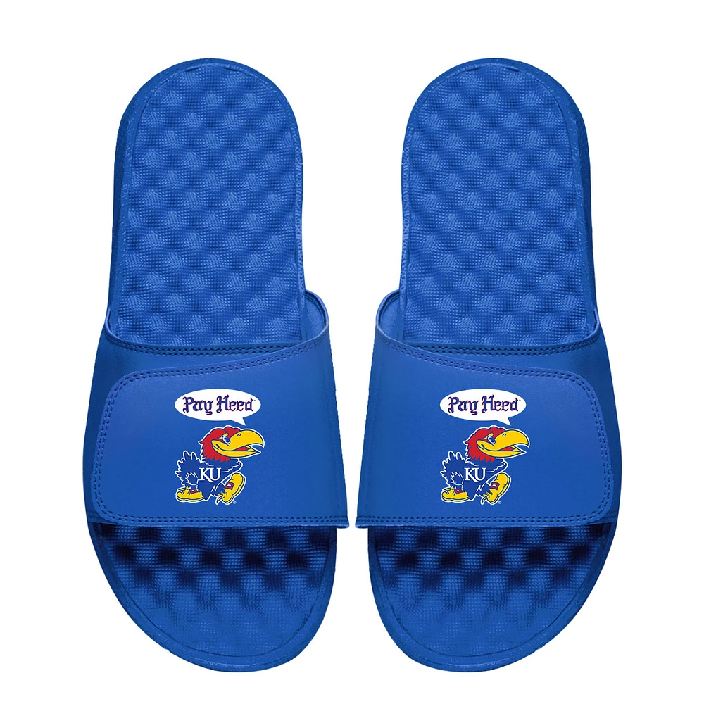 Youth ISlide Royal Kansas Jayhawks Pay Heed Slide Sandals