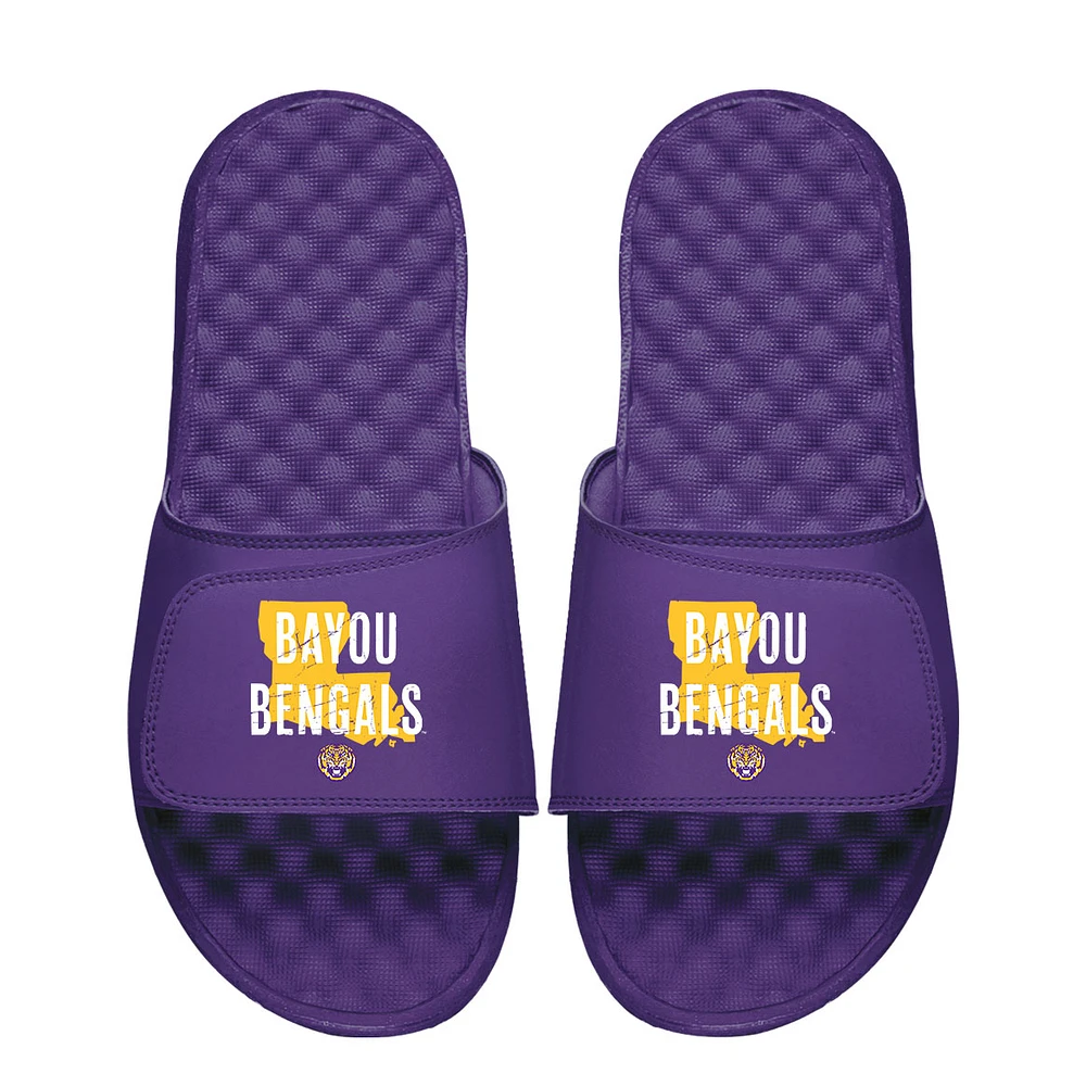 Youth ISlide Purple LSU Tigers Bayou Bengals Slide Sandals