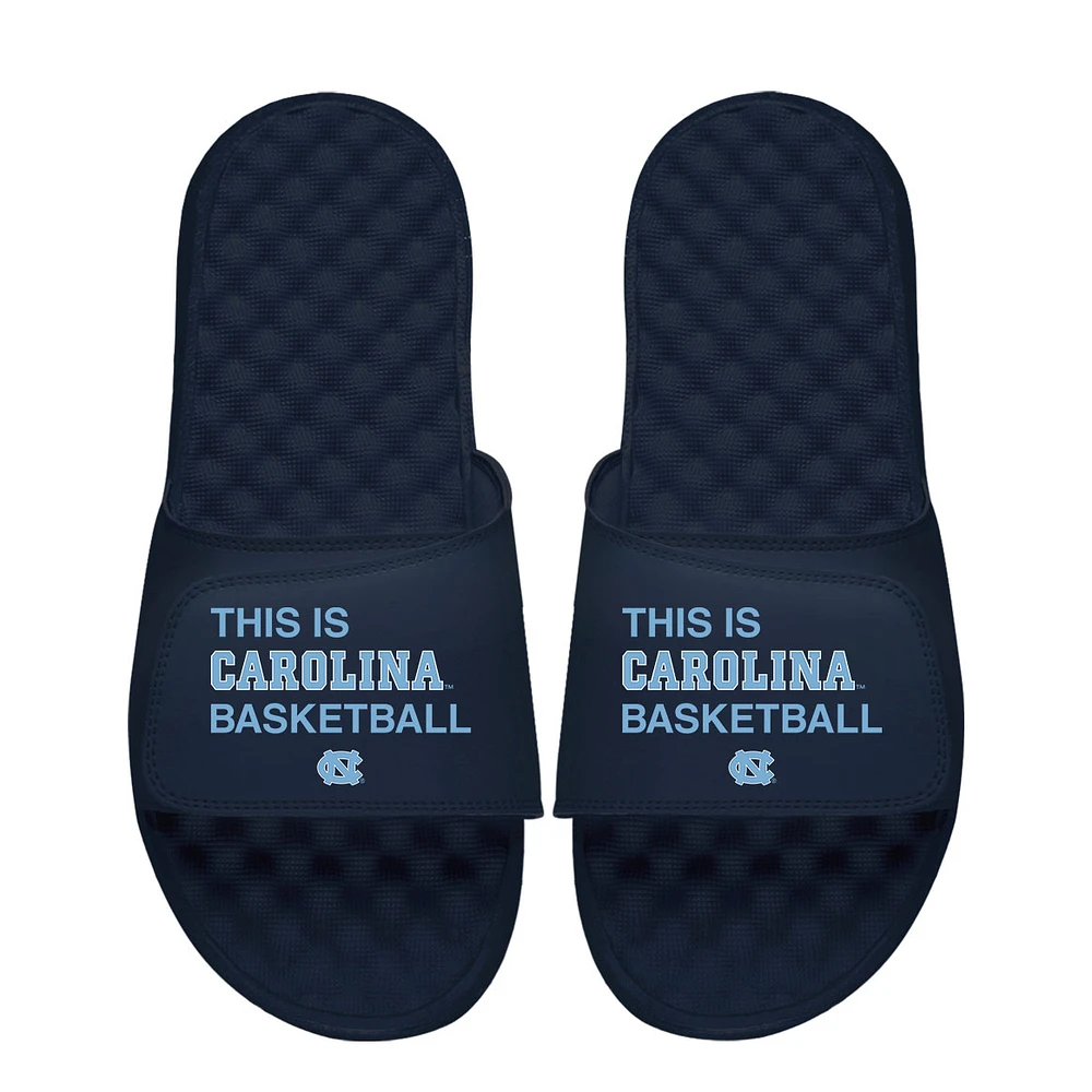 Youth ISlide Navy North Carolina Tar Heels This Is Basketball Slide Sandals