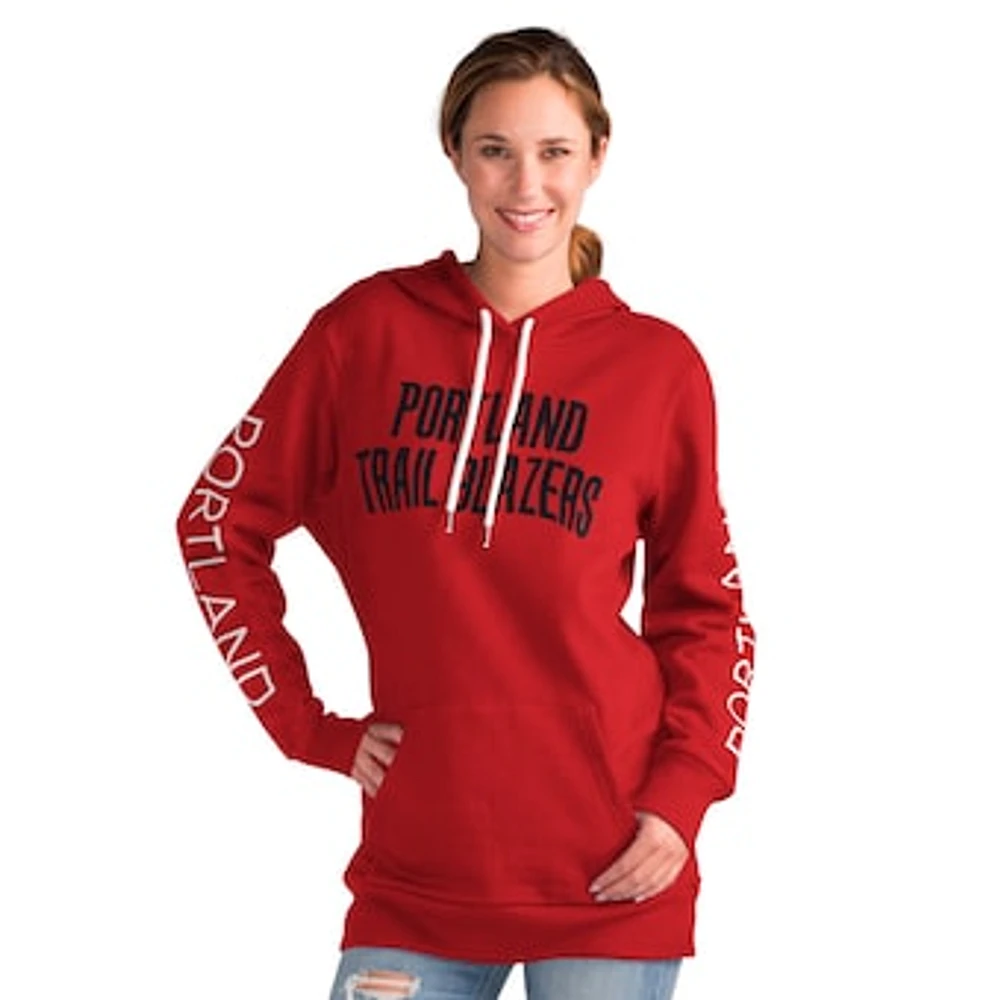Women's G-III 4Her by Carl Banks Red Portland Trail Blazers Base Coach Pullover Hoodie