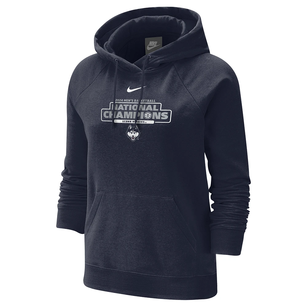 Women's Nike Navy UConn Huskies 2024 NCAA Men's Basketball National Champions Tri-Blend Pullover Hoodie