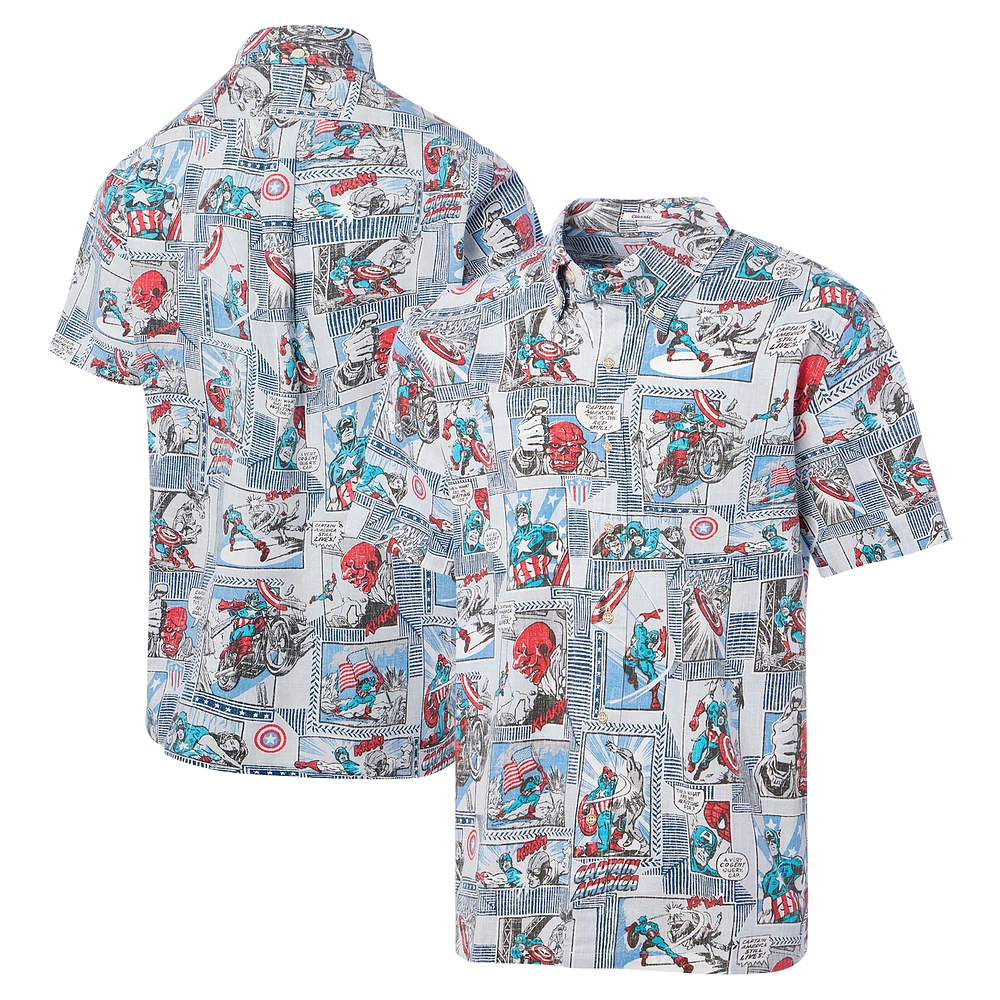 Men's Reyn Spooner Light Blue Captain America Button-Down Shirt