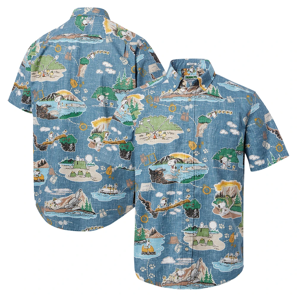 Men's Reyn Spooner Blue Peanuts Beagle Scouts 50th Anniversary Tailored Button-Down Shirt