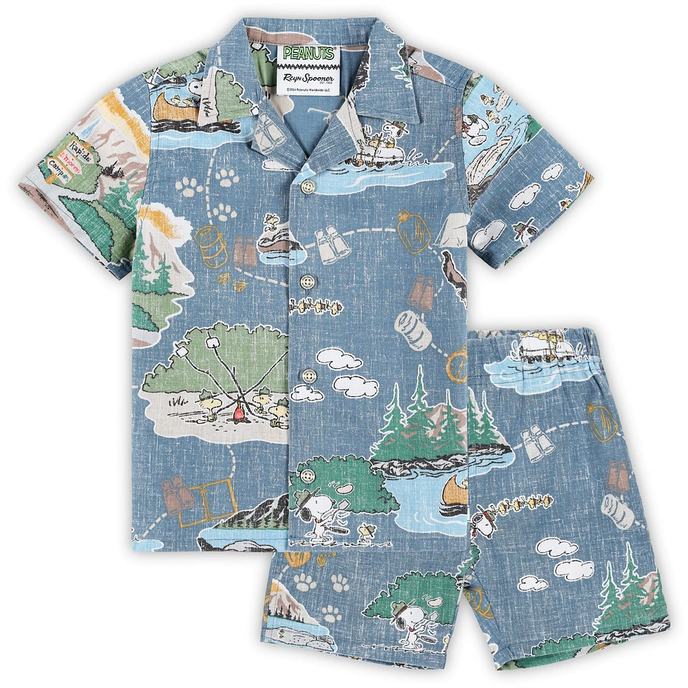 Toddler Reyn Spooner Blue Peanuts Beagle Scouts 50th Anniversary Cabana Set