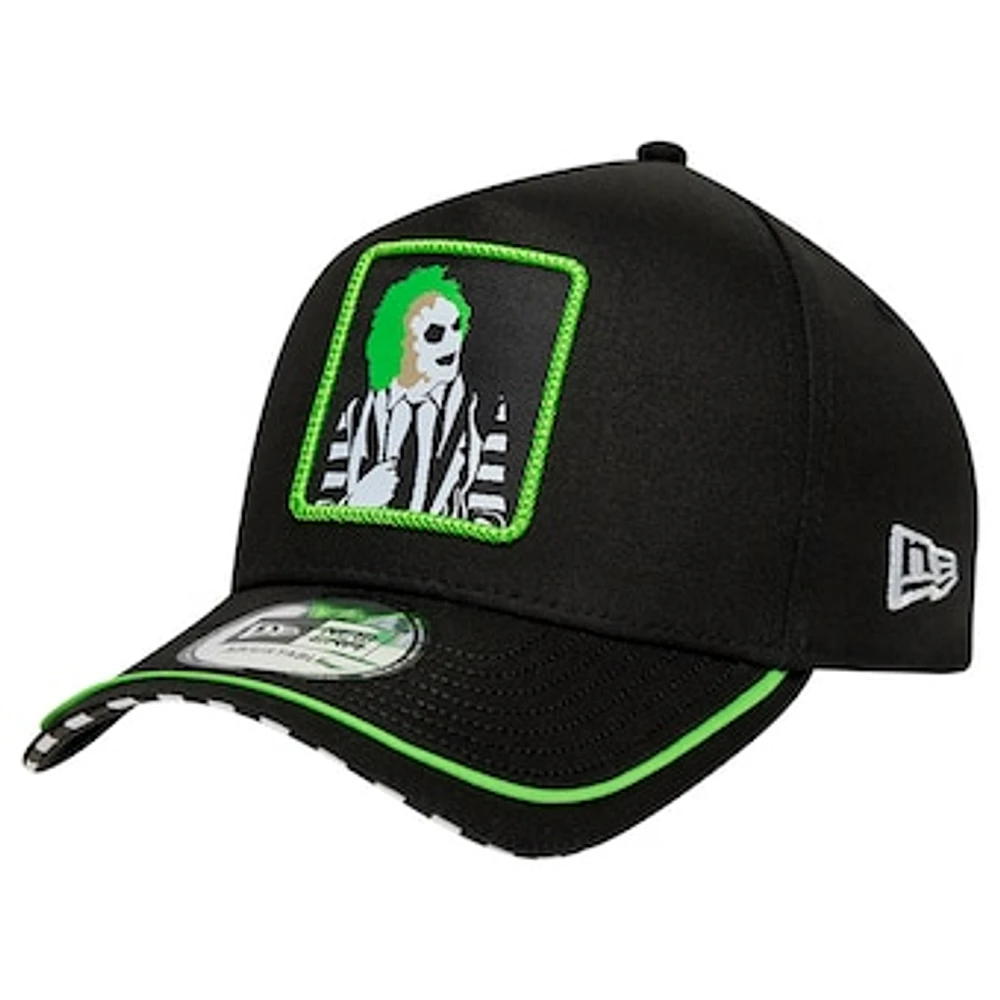 Men's New Era Black Beetlejuice Green Piping 9FORTY Adjustable Hat