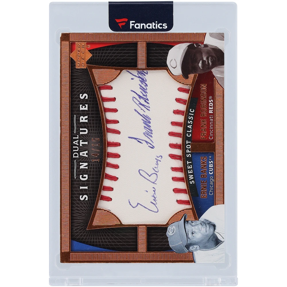 Frank Robinson Cincinnati Reds & Ernie Banks Chicago Cubs Autographed 2005 Upper Deck Sweet Spot Dual Cut Sig #DU-BR #14/15 Card