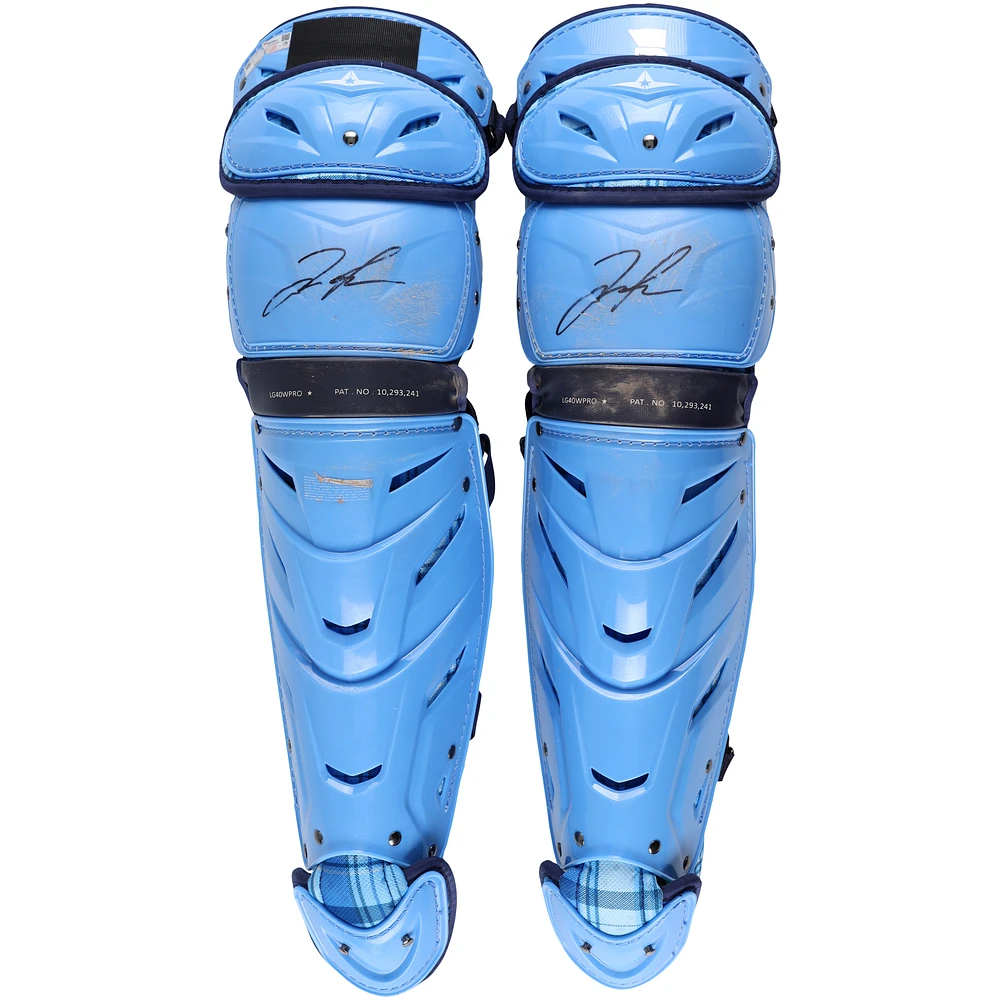 Jose Trevino New York Yankees Autographed Game-Used Shin Guards from the 2023 MLB Season